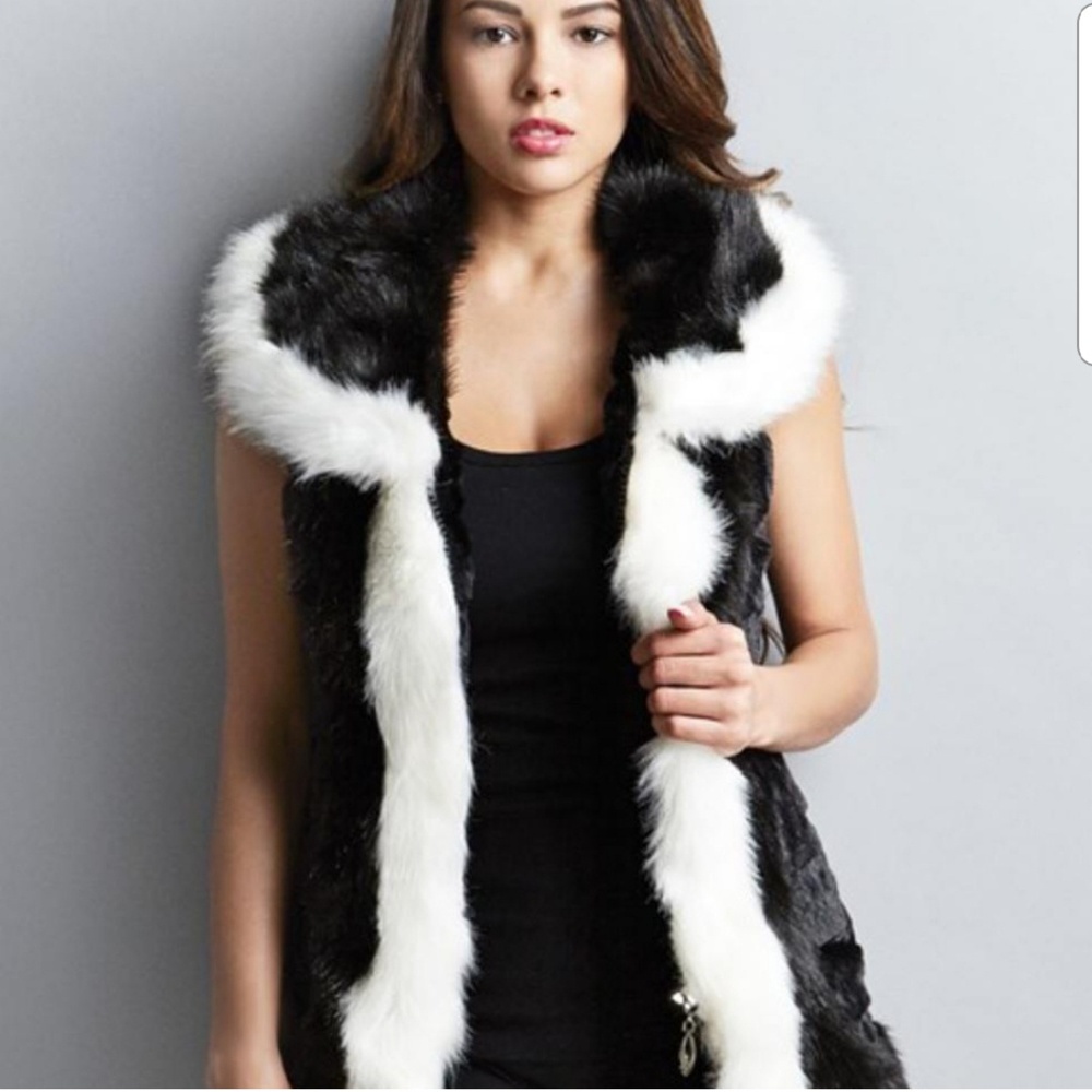 Brand New Black/White Faux Fur Vest